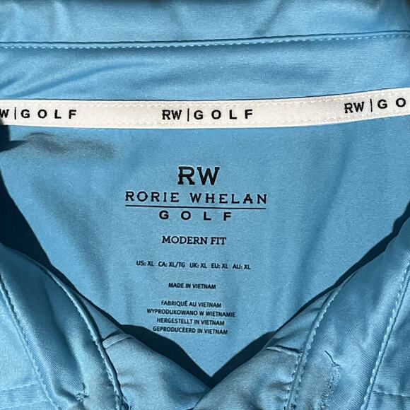 Rorie Whelan Golf Mens XL Light Blue Short Sleeve Stretch Polo Shirt Modern Fit - Picture 2 of 5